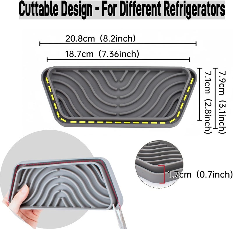 LOLOLE 2 Pack Refrigerator Drip Tray, Cuttable Protector Fridge Drip Tray, Silicone Spills Water Drip Tray, Water Dispenser Pan Drip Tray GE, Samsung, Rectangular, Grey - Image 3